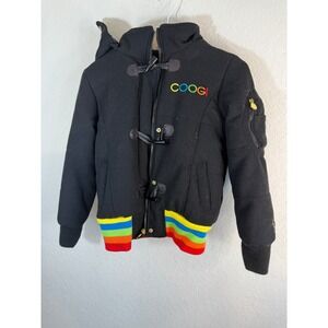 Kids COOGI Black Rainbow Trim Hooded Toggle Jacket Size M 8 10